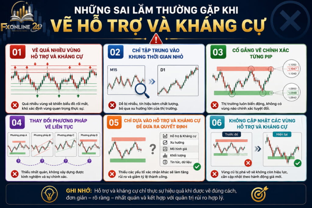 Những sai lầm thường gặp khi vẽ hỗ trợ và kháng cự