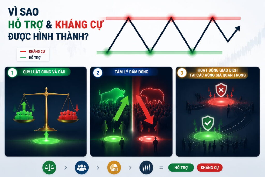 Vì sao hỗ trợ và kháng cự được hình thành