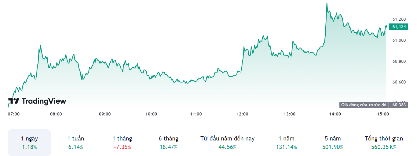 Đồ thị trực tuyến Bitcoin hôm nay ngày 23-08-2024