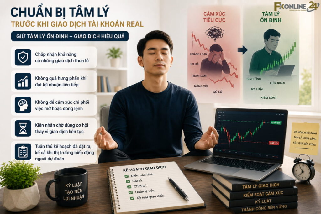 Chuẩn bị tâm lý trước khi giao dịch bằng tài khoản Real