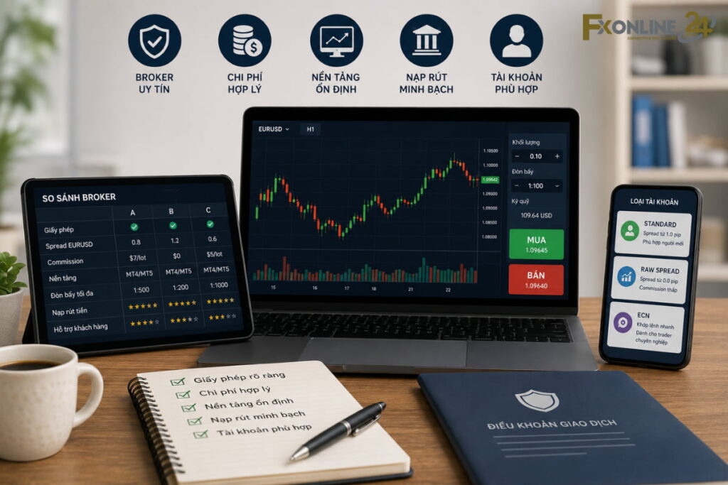 Lựa chọn broker và tài khoản giao dịch phù hợp