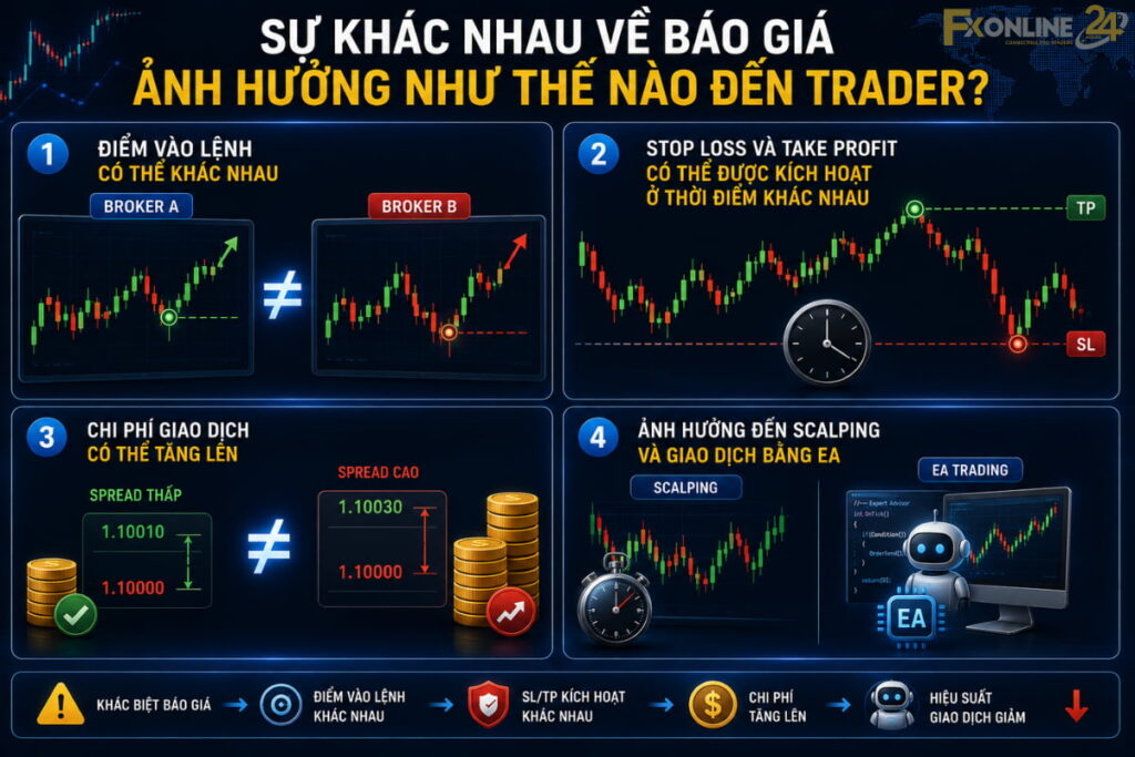 Sự khác nhau về báo giá ảnh hưởng như thế nào đến trader