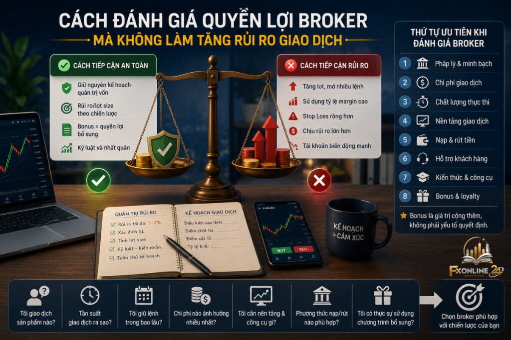 Cách đánh giá quyền lợi broker mà không làm tăng rủi ro giao dịch